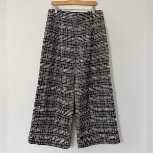 Lili Sidonio wide leg ankle length tweed trousers
